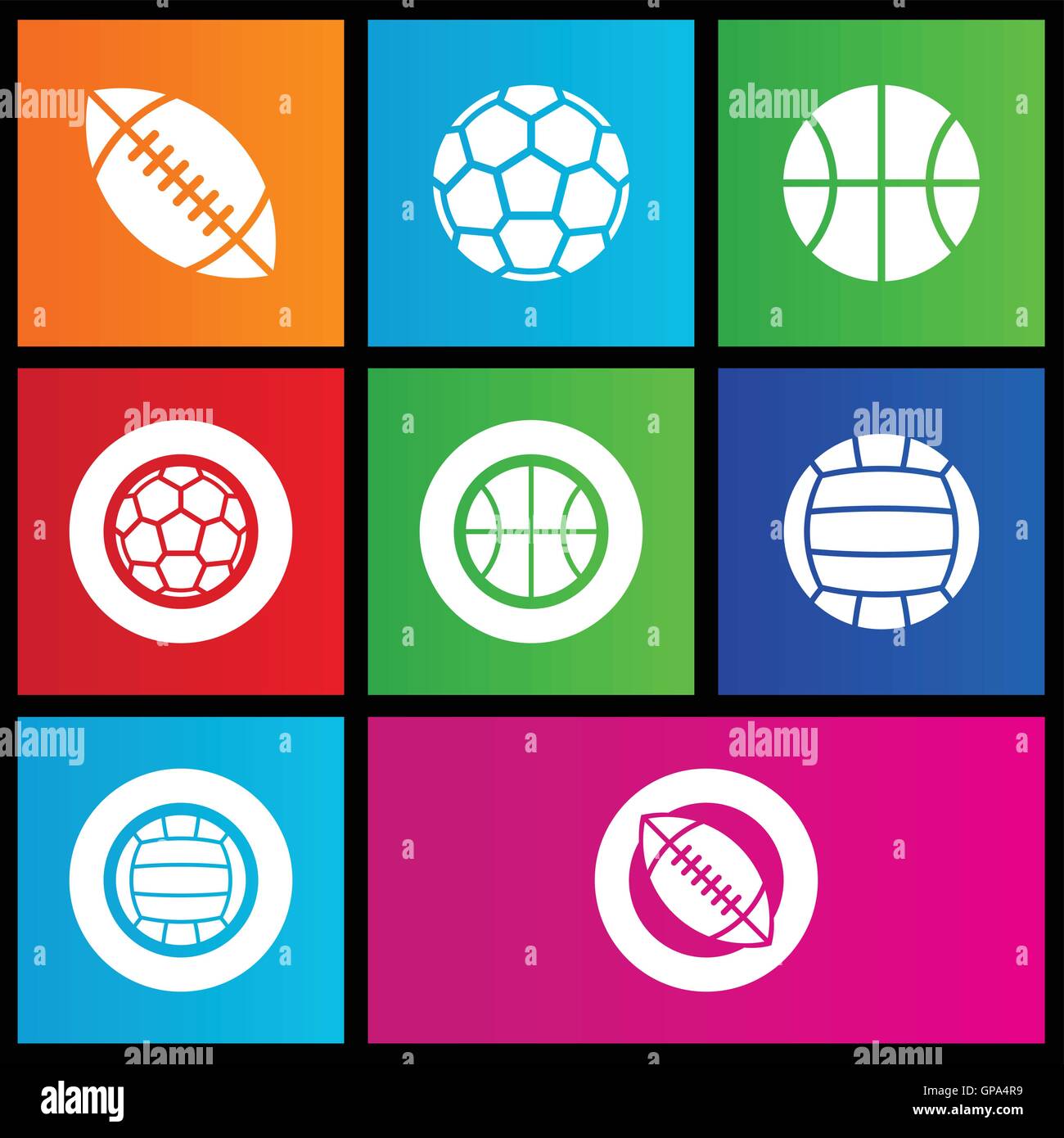 vector illustration of metro style sports balls icons Stock Vector ...