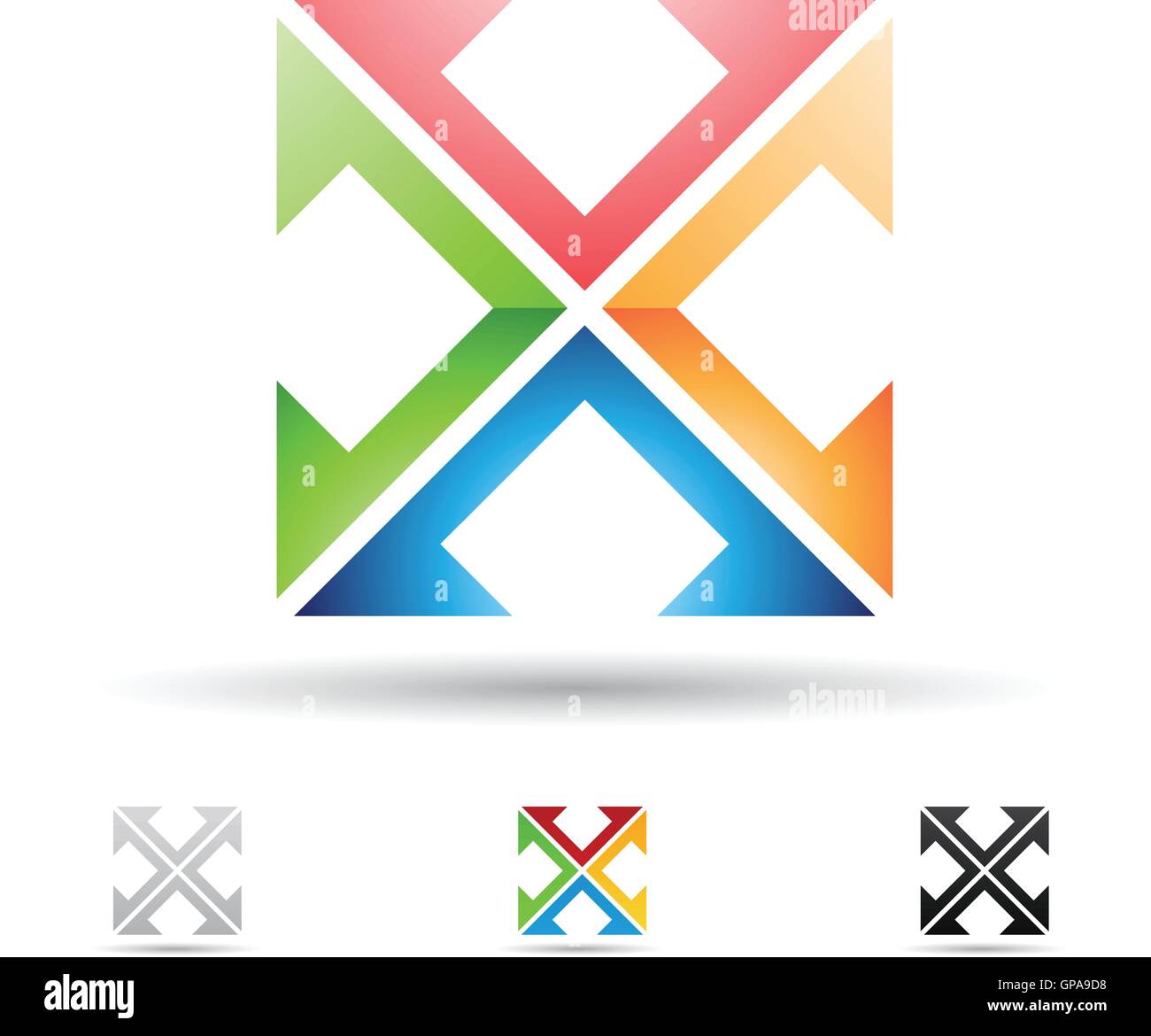 Vector illustration of abstract icons based on the letter X Stock ...