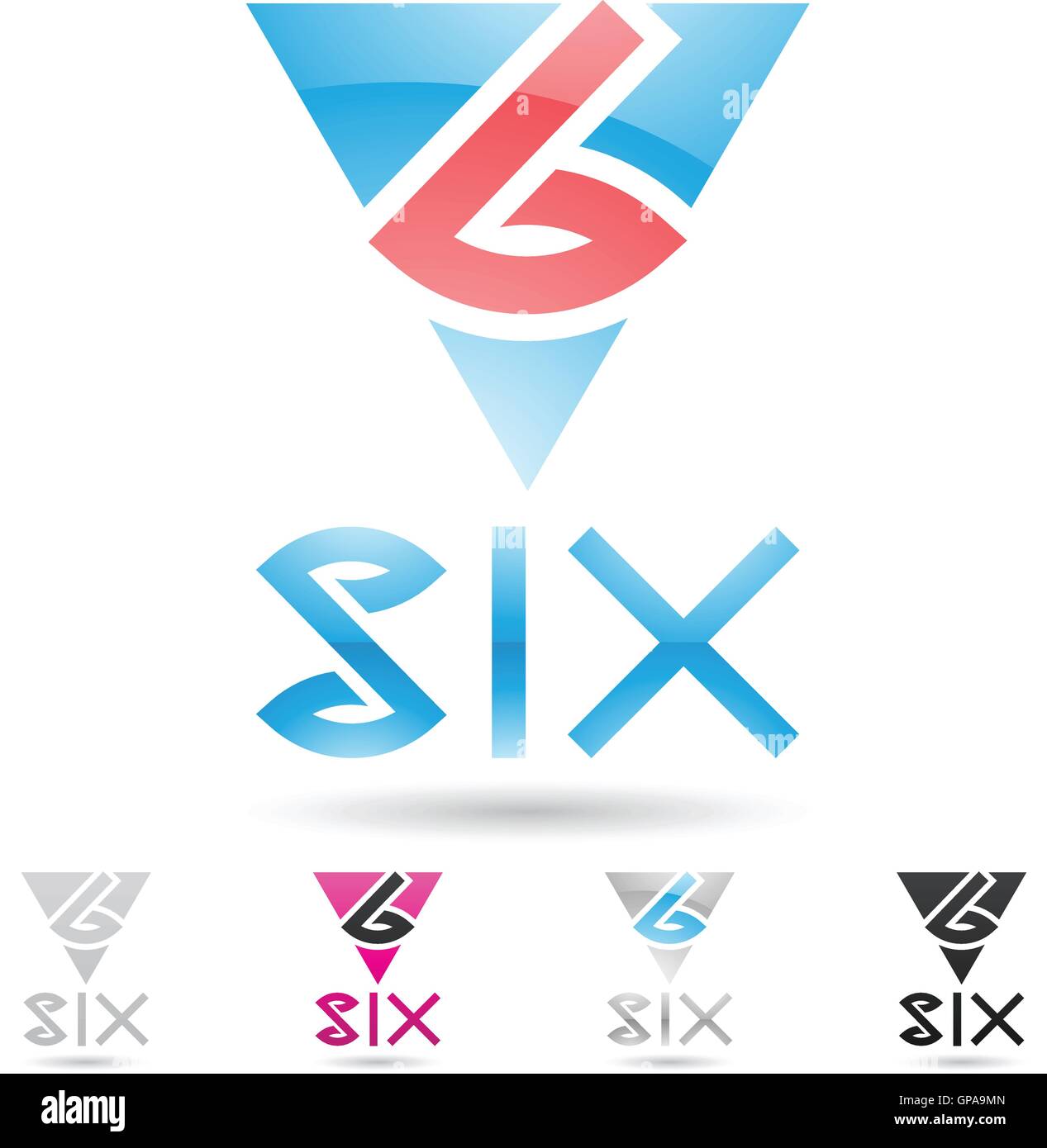 vector illustration of colorful and abstract icons for no six Stock ...