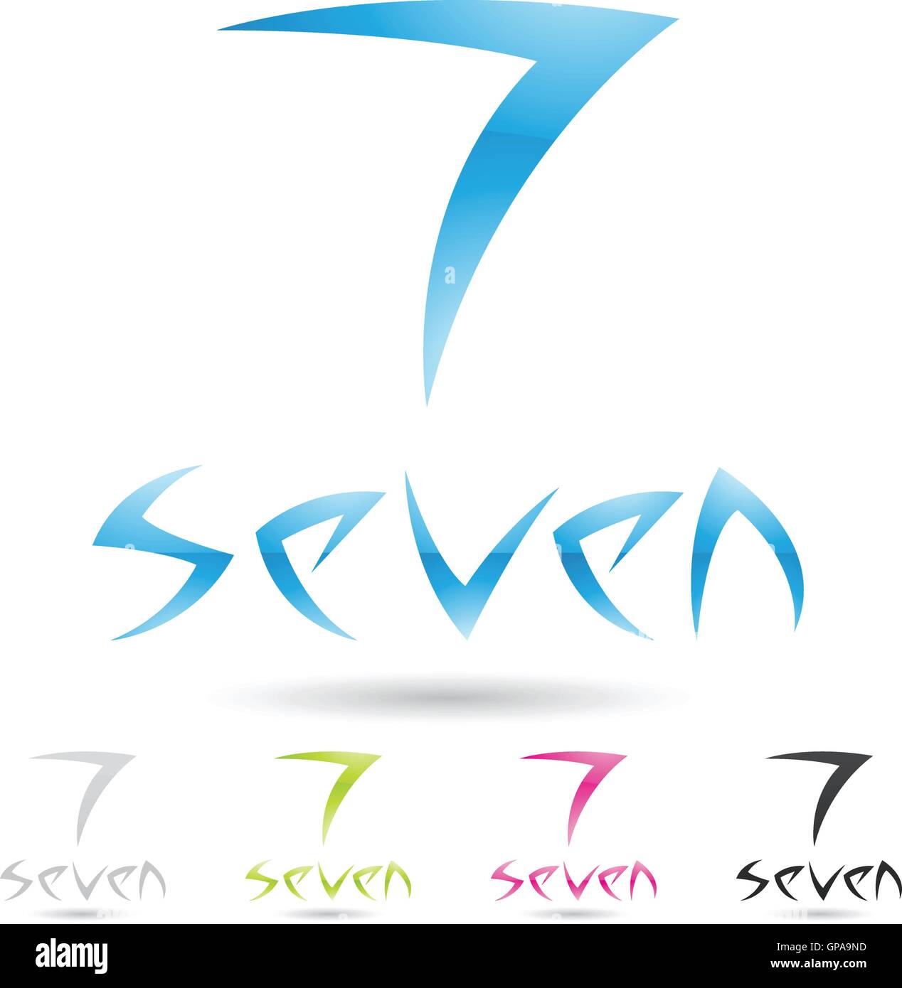 vector illustration of colorful and abstract icons for no seven Stock ...