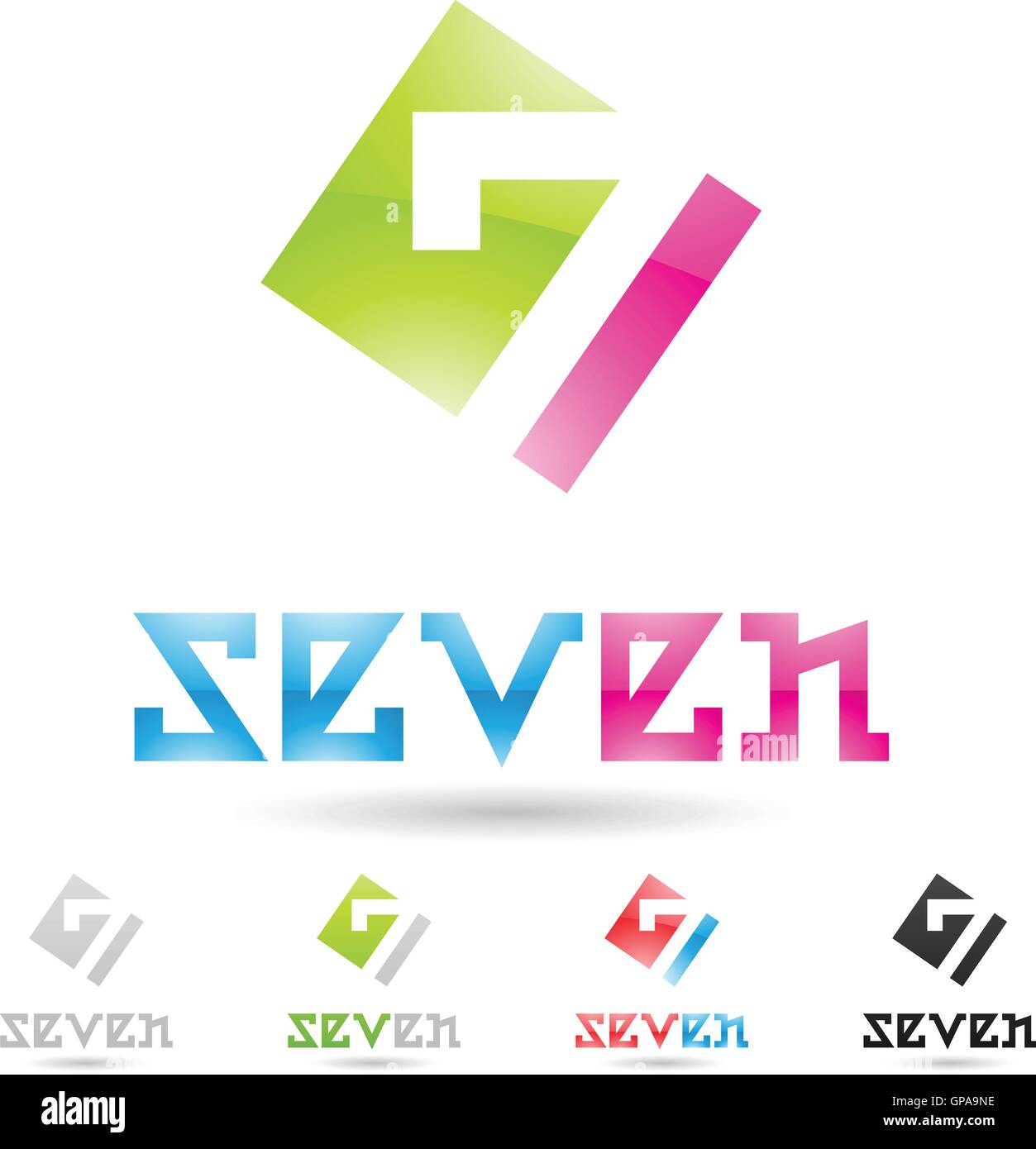 vector illustration of colorful and abstract icons for no seven Stock ...