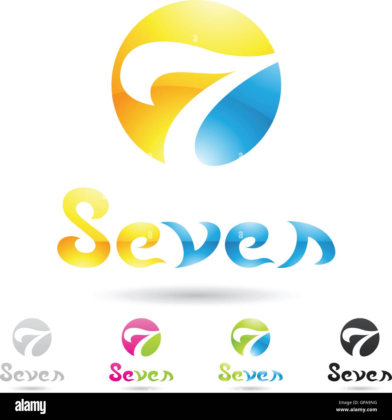 vector illustration of colorful and abstract icons for no seven Stock ...