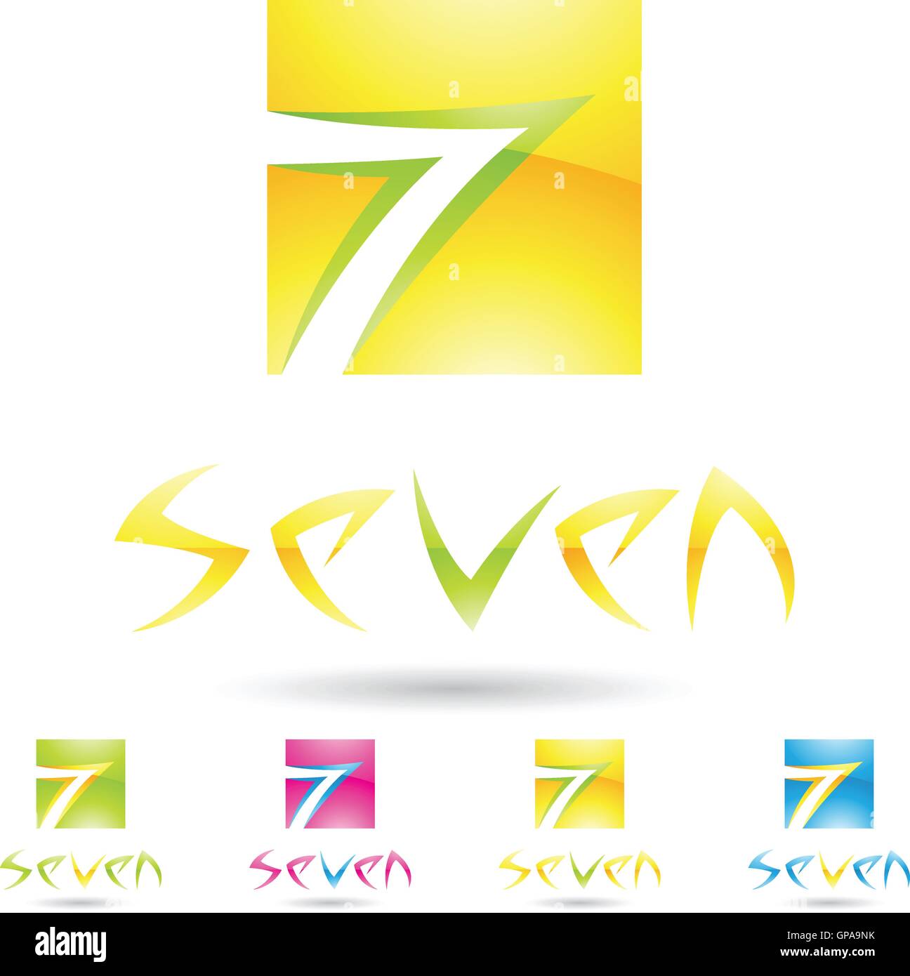 vector illustration of colorful and abstract icons for no seven Stock ...