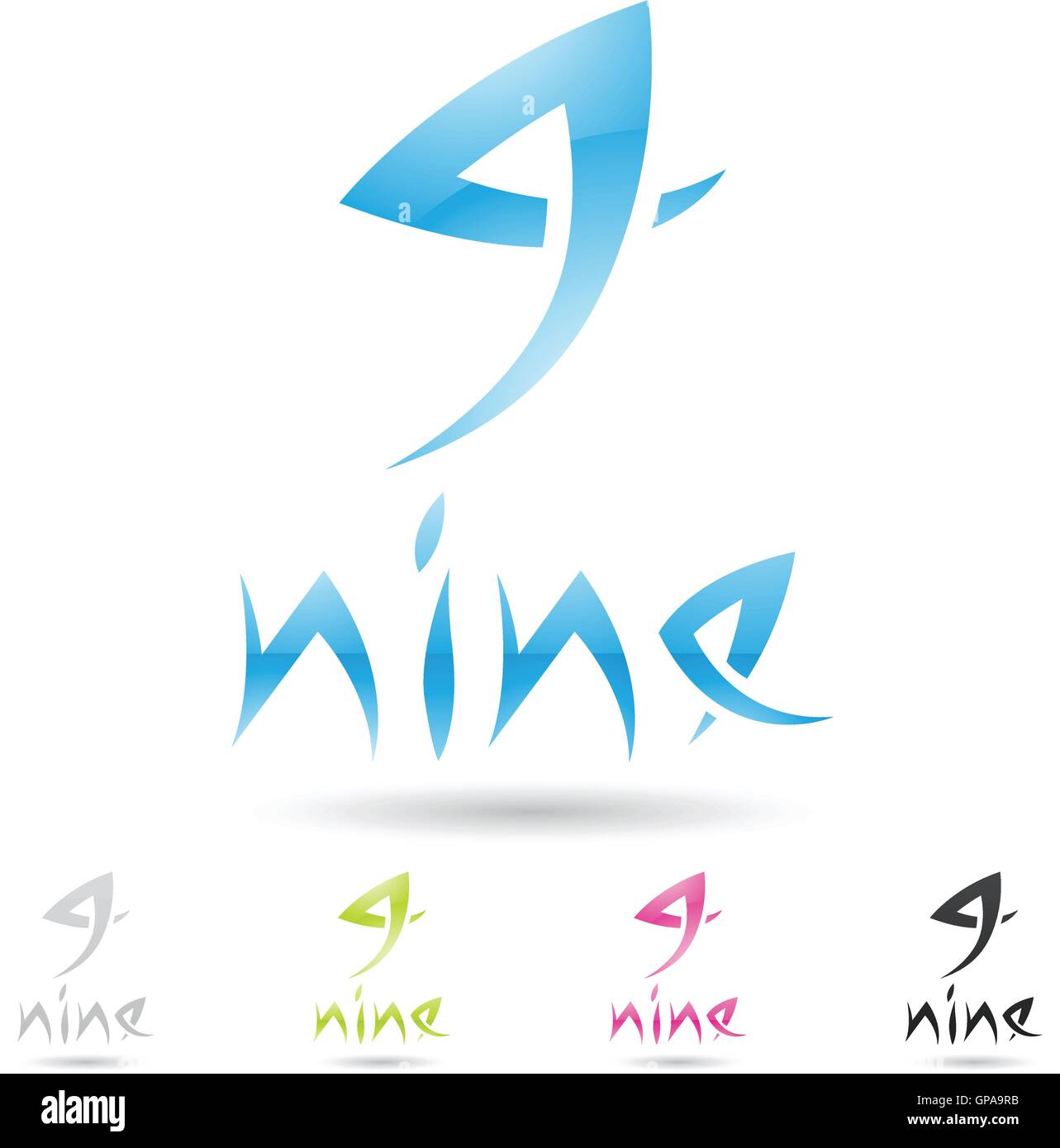 vector illustration of colorful and abstract icons for no nine Stock ...