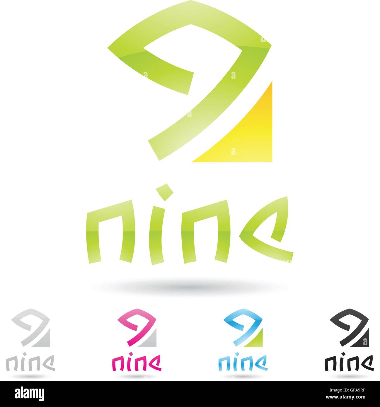 vector illustration of colorful and abstract icons for no nine Stock ...