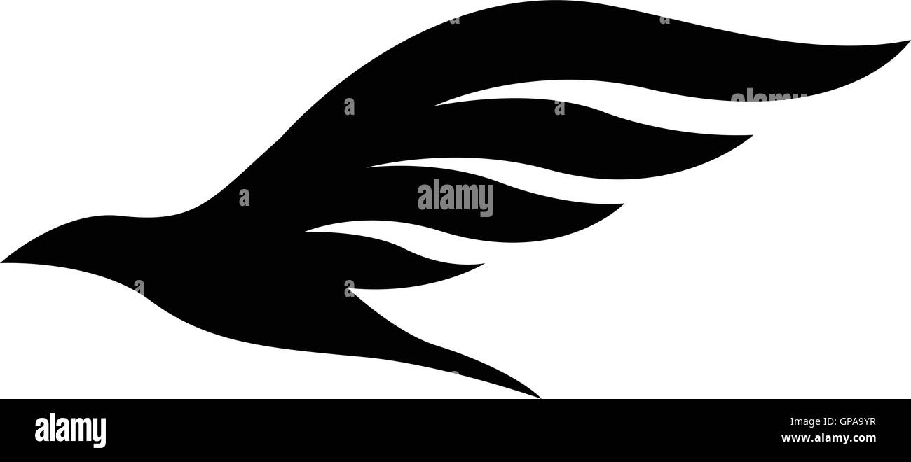 Illustration of Black Bird Icon isolated on a white background Stock ...