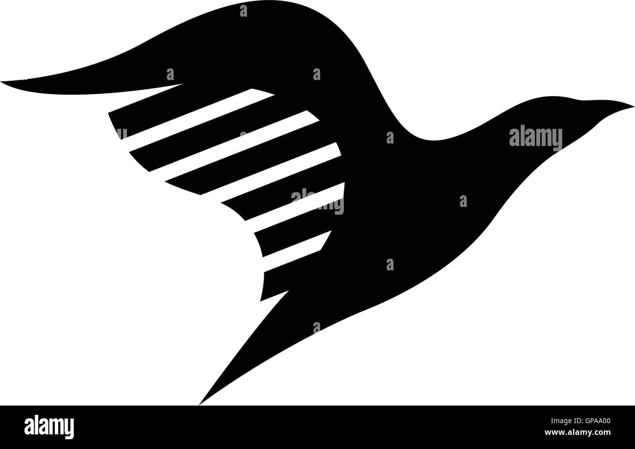 Illustration of Black Bird Icon isolated on a white background Stock ...