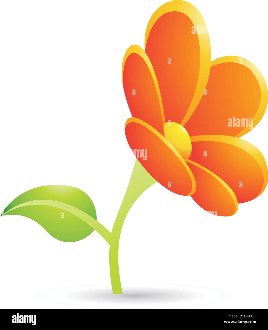 Illustration of Orange Flower Icon isolated on a white background Stock