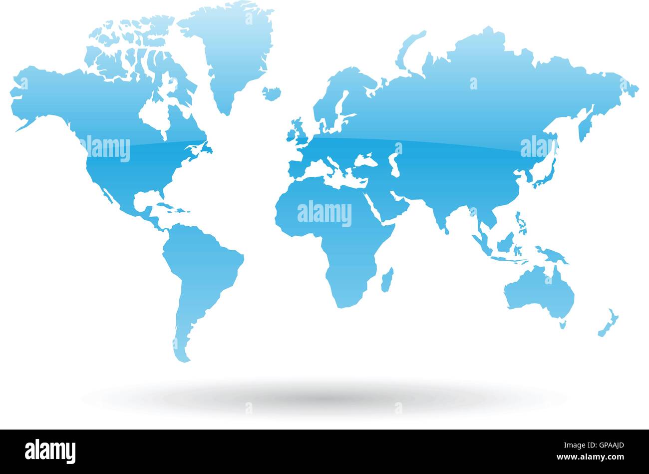 Illustration of Blue World Map isolated on a white background Stock ...