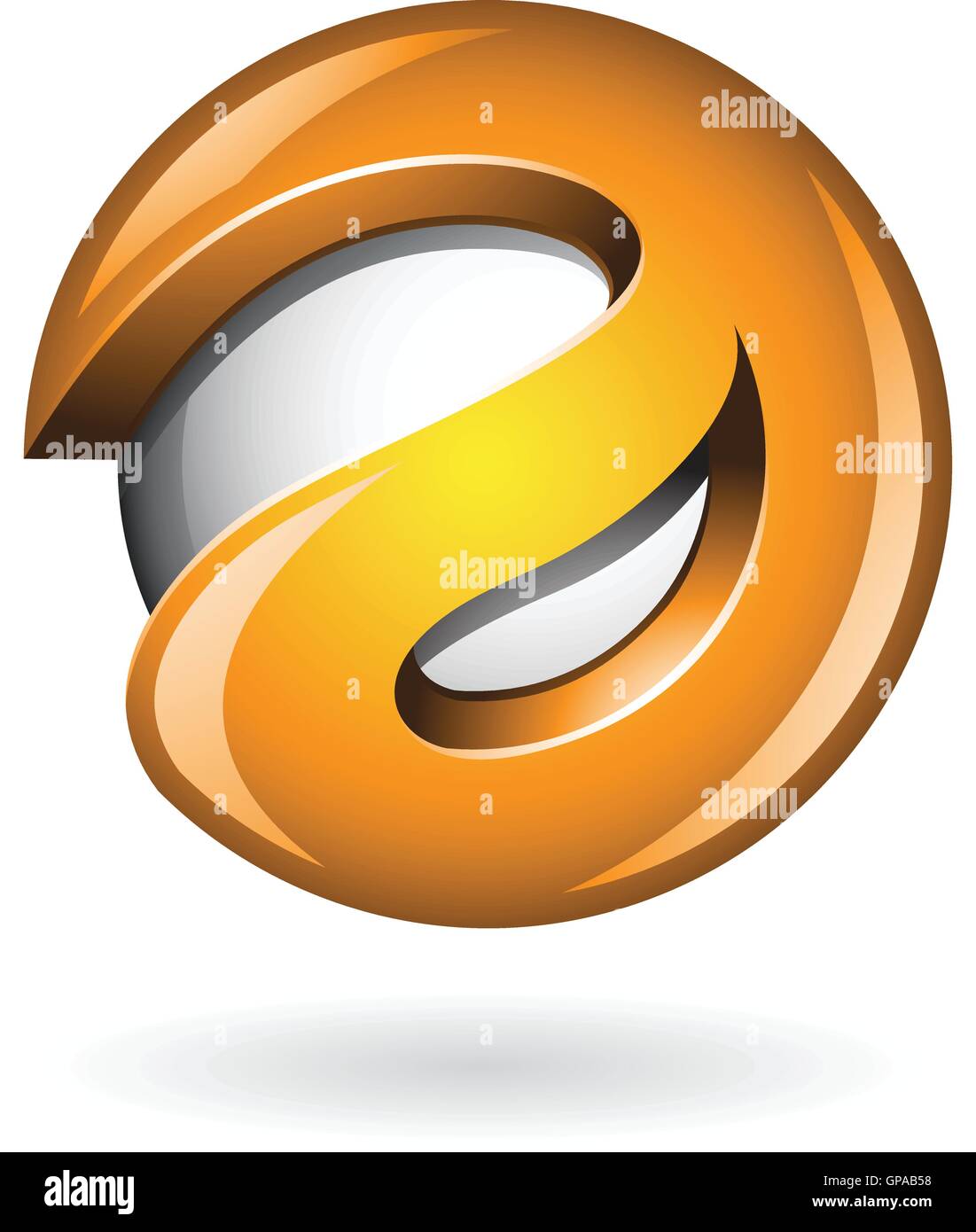 Round Glossy Letter A 3d Orange Logo Shape Vector Illustration Stock Vector