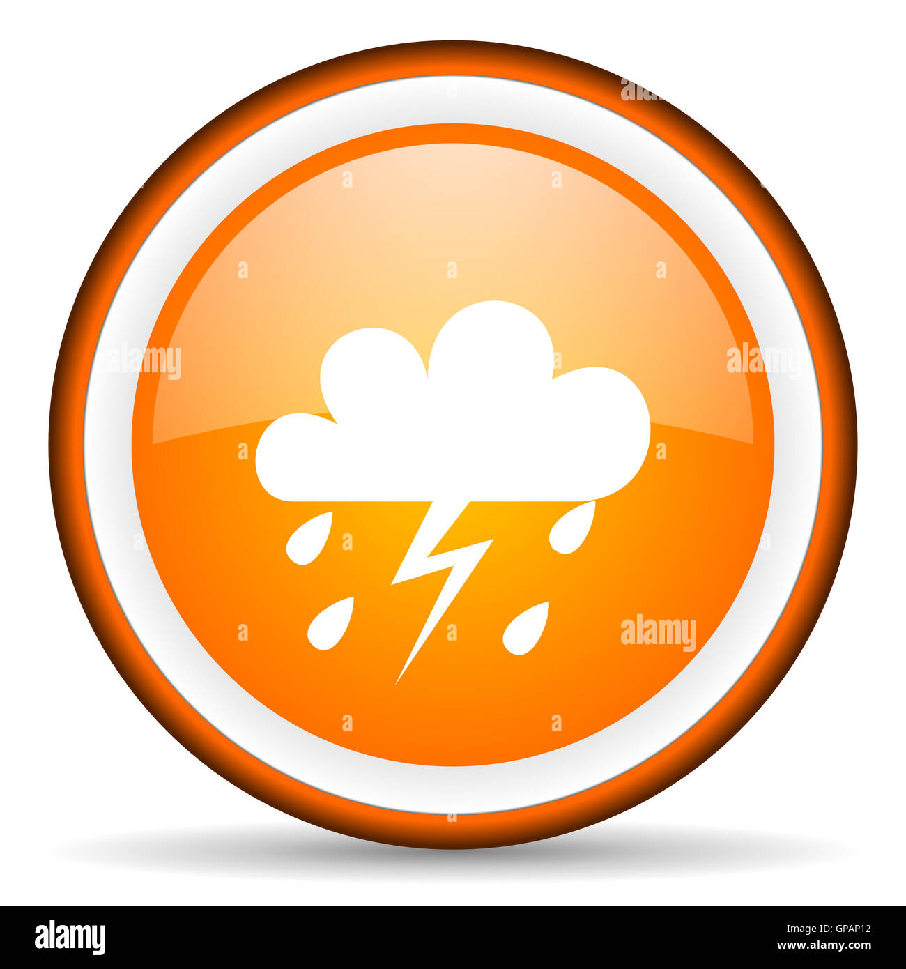weather orange glossy circle icon on white background Stock Photo