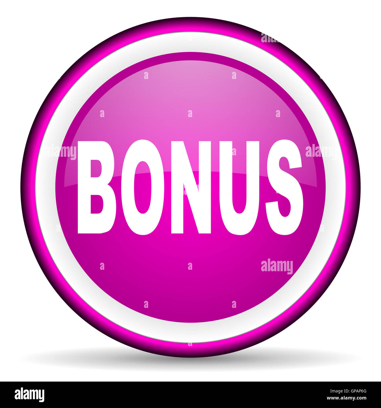 bonus violet glossy icon on white background Stock Photo - Alamy