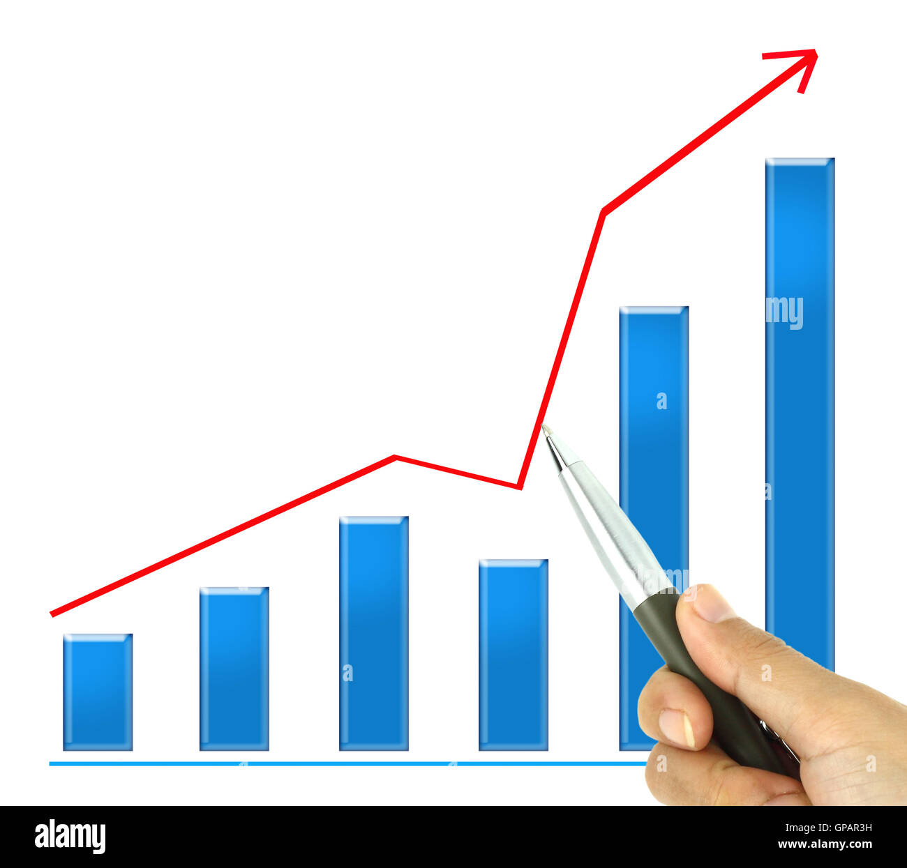 Pointer Graph hand pointer a graph on white background Stock Photo - Alamy