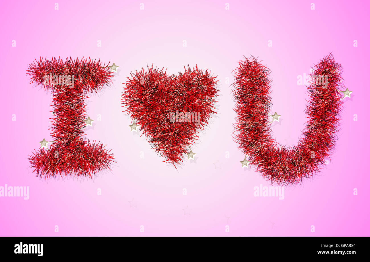 I love U with tinsel pattern Stock Photo