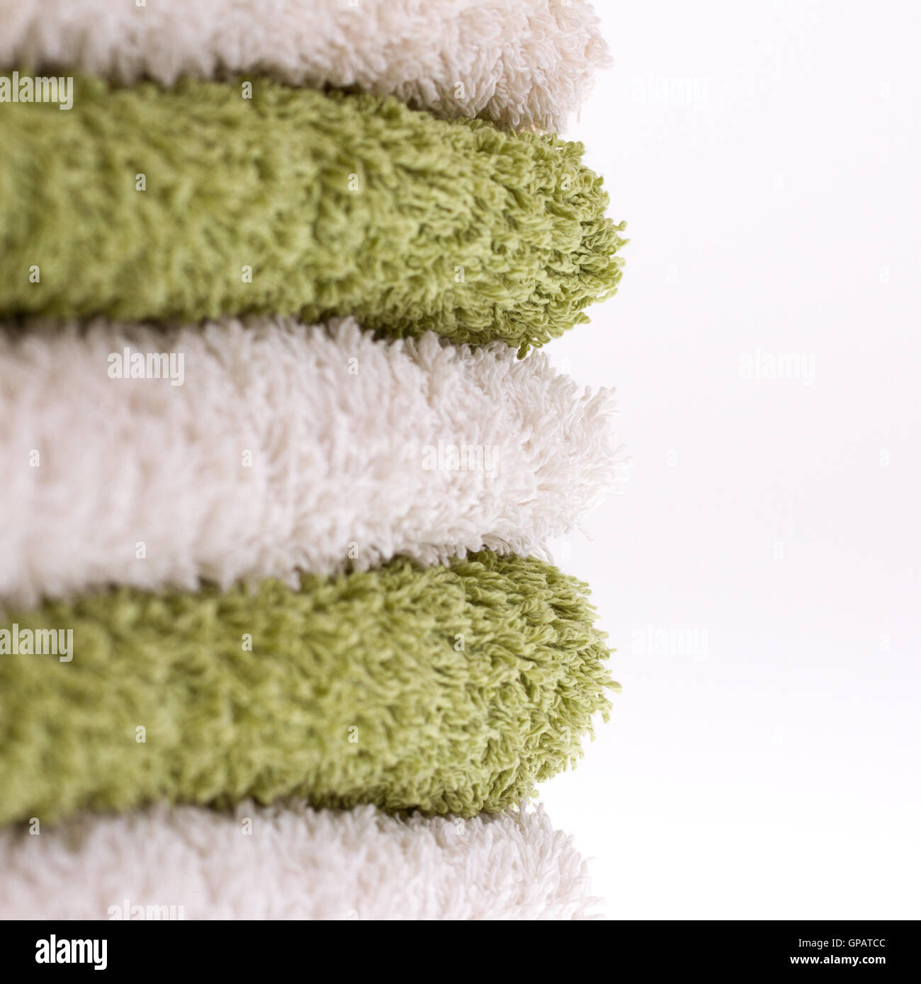 Green and white towels Stock Photo Alamy