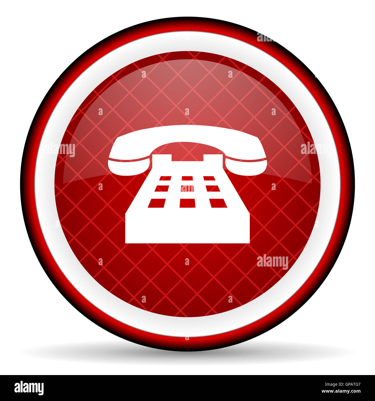 telephone red glossy icon on white background Stock Photo - Alamy