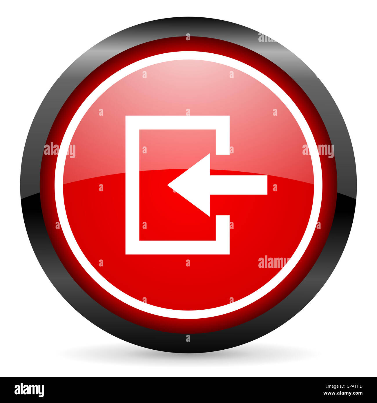 enter round red glossy icon on white background Stock Photo - Alamy
