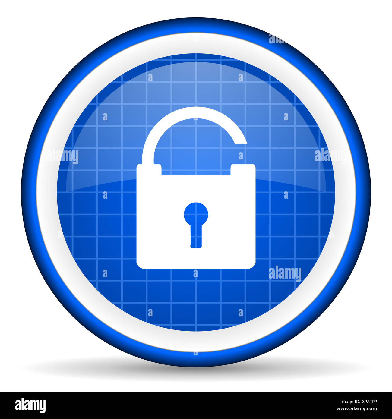padlock blue glossy icon on white background Stock Photo - Alamy