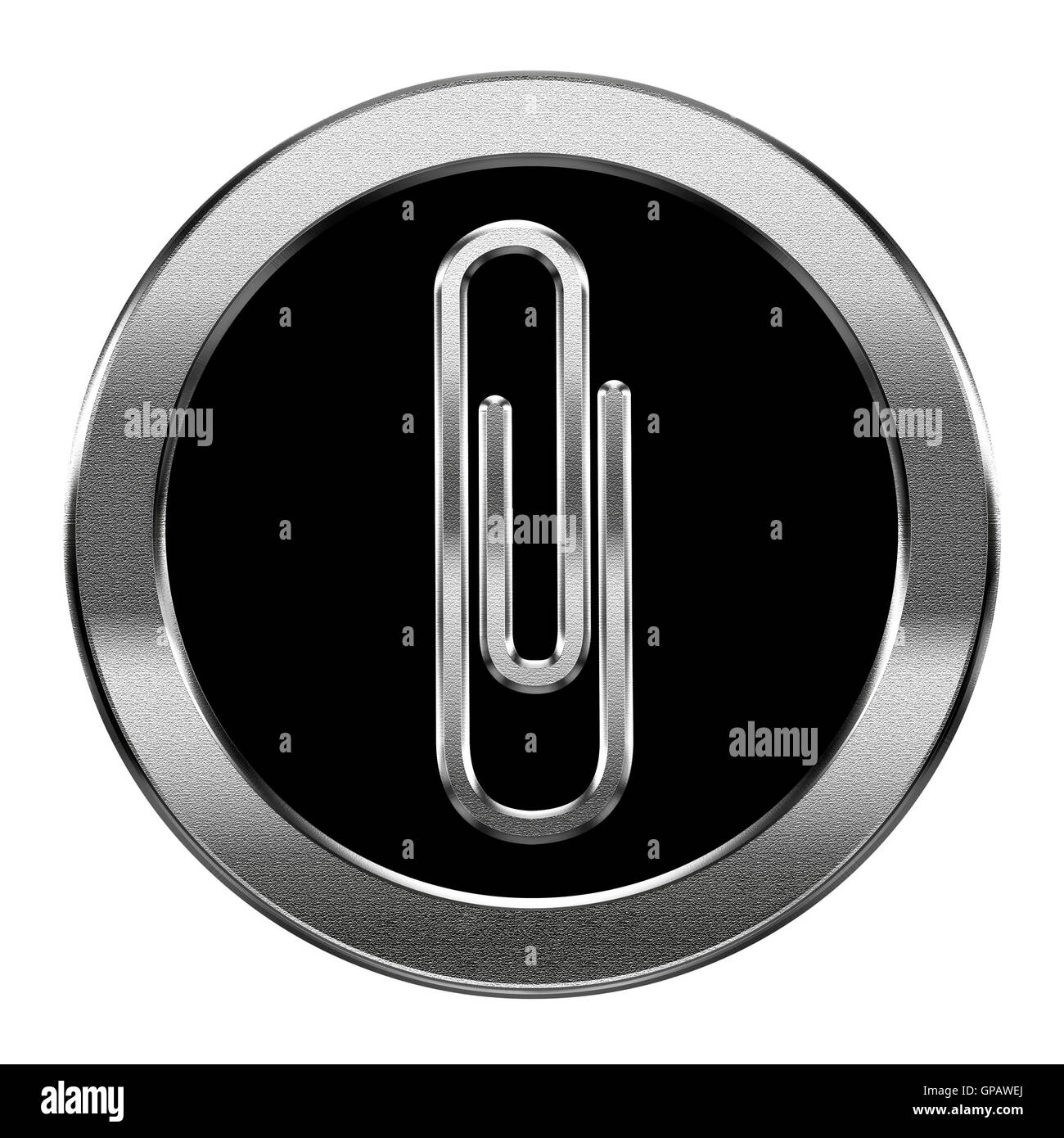 Paperclip icon silver, isolated on white background Stock Photo