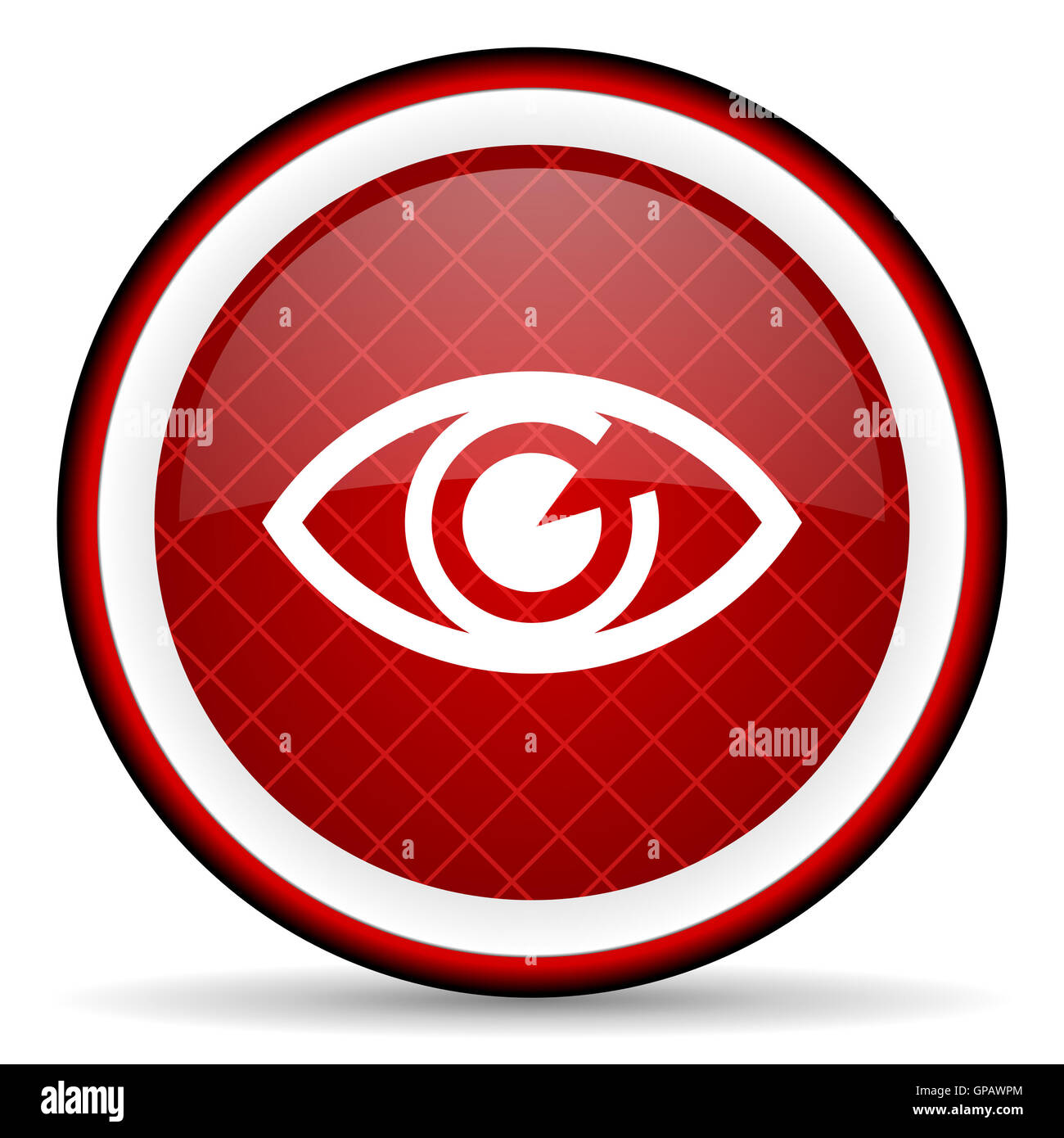 eye red glossy icon on white background Stock Photo - Alamy