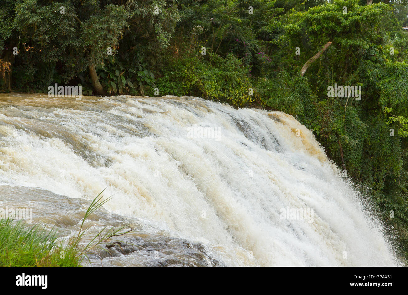 River ending in a waterfall Stock Photo Alamy