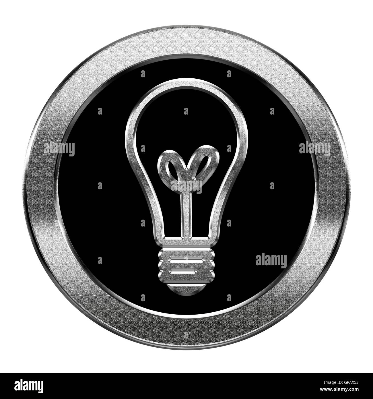 Light Bulb Icon silver, isolated on white background Stock Photo