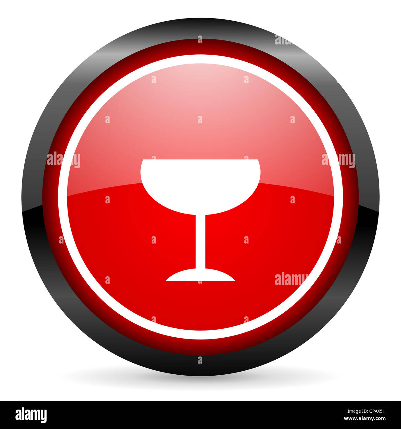 glass round red glossy icon on white background Stock Photo - Alamy