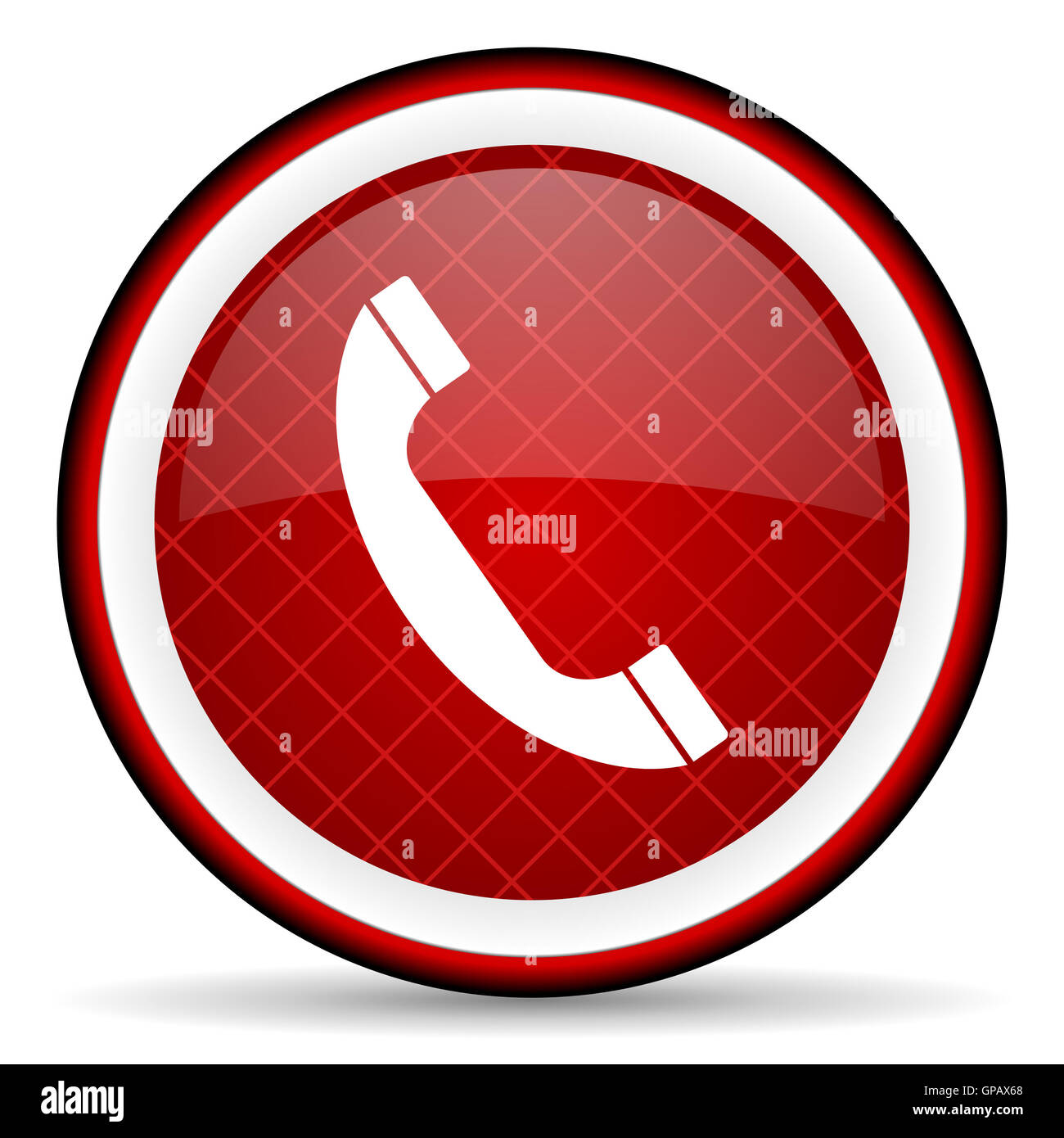 telephone red glossy icon on white background Stock Photo - Alamy