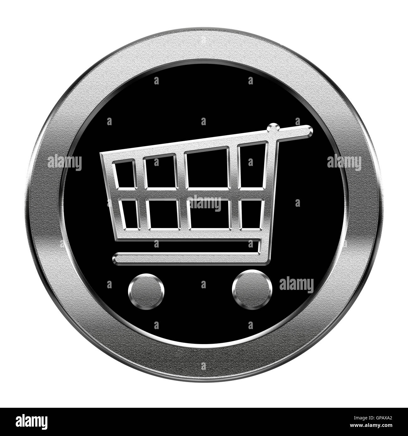 shopping cart icon silver, isolated on white background Stock Photo - Alamy