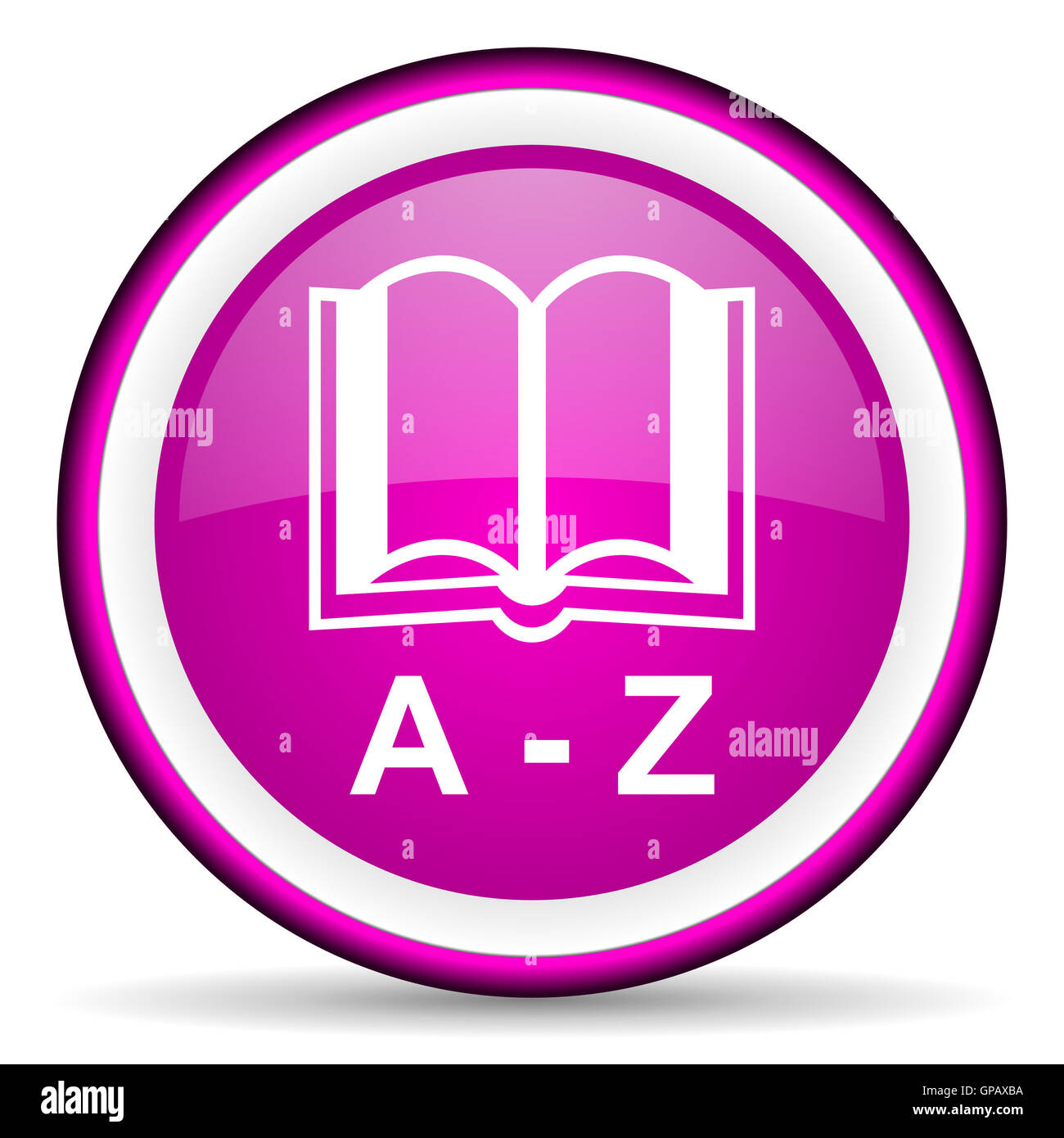 dictionary violet glossy icon on white background Stock Photo - Alamy