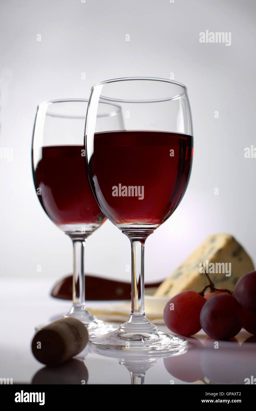 Cheese, grape and red wine Stock Photo Alamy