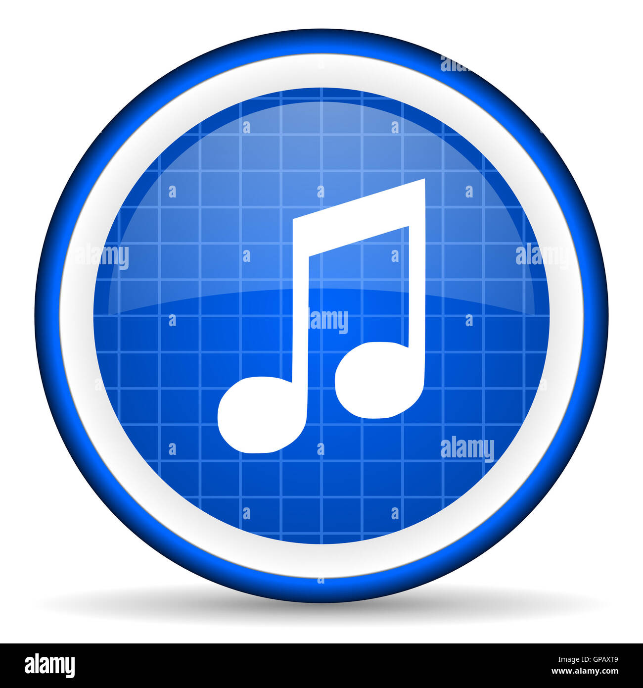 music blue glossy icon on white background Stock Photo - Alamy