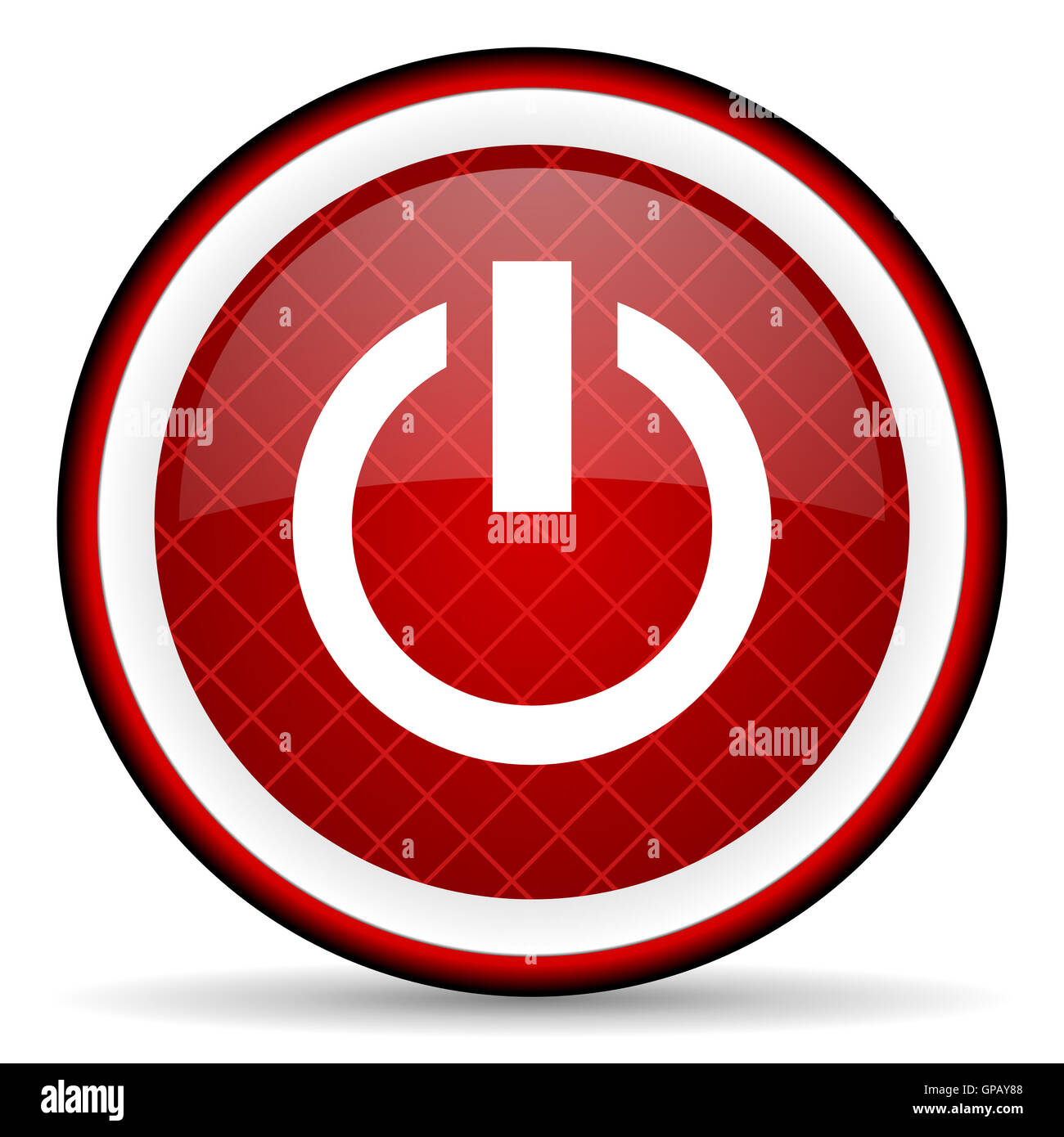 power red glossy icon on white background Stock Photo - Alamy