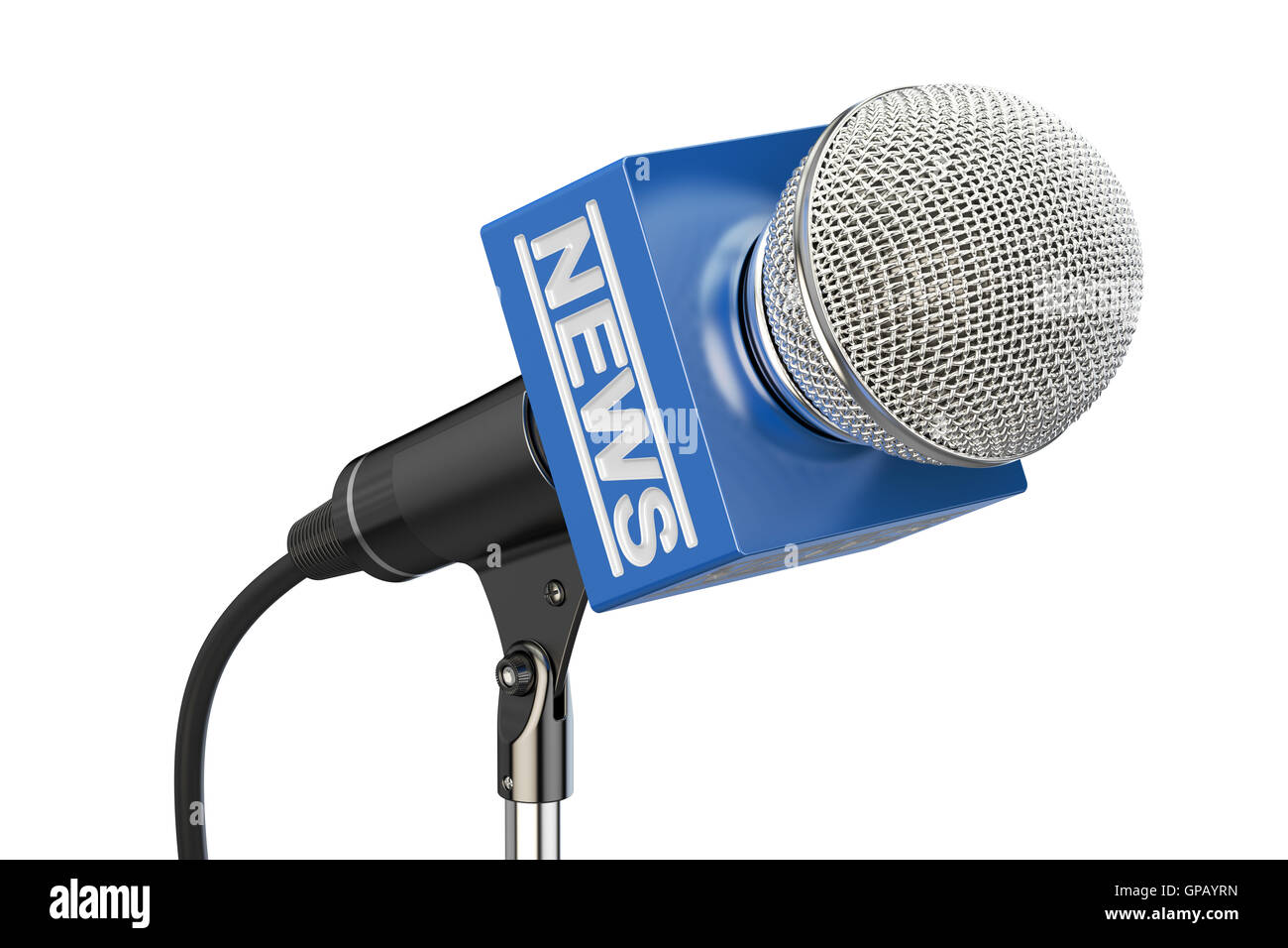 microphone news concept, 3D rendering isolated on white background Stock Photo