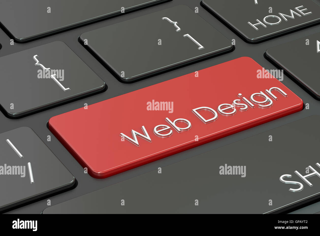 web design concept on keyboard, 3D rendering Stock Photo
