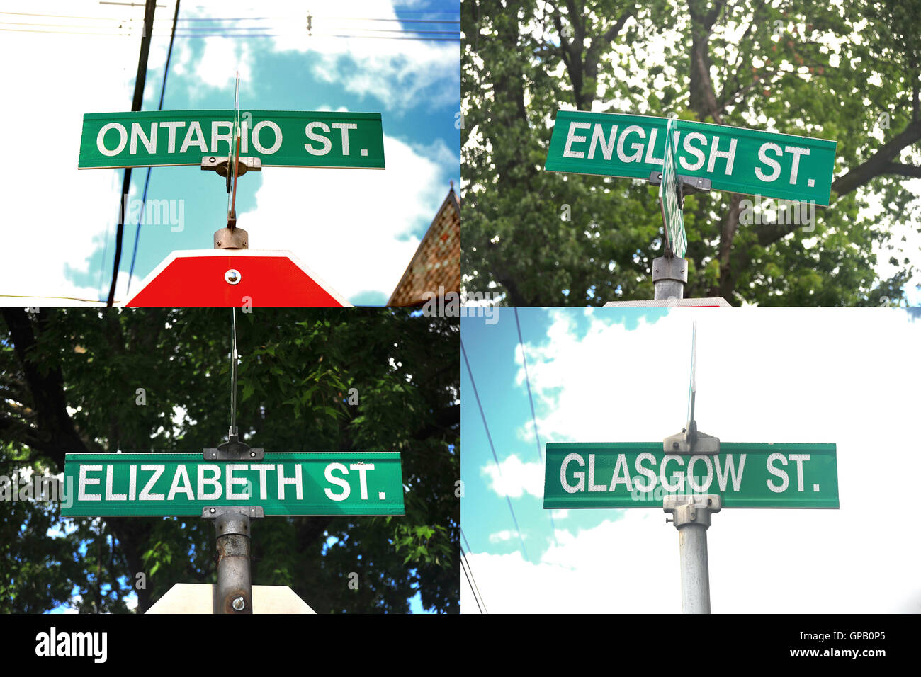 A grid of four Canadian street signs in London, Ontario Stock Photo Alamy