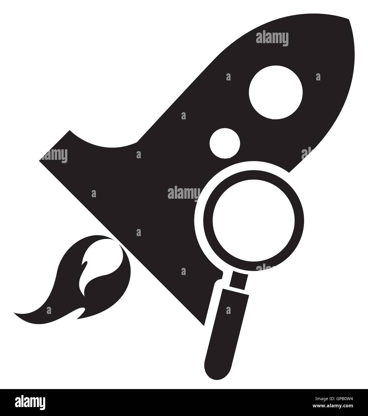 rocket and magnifying glass icon Stock Vector Image & Art - Alamy