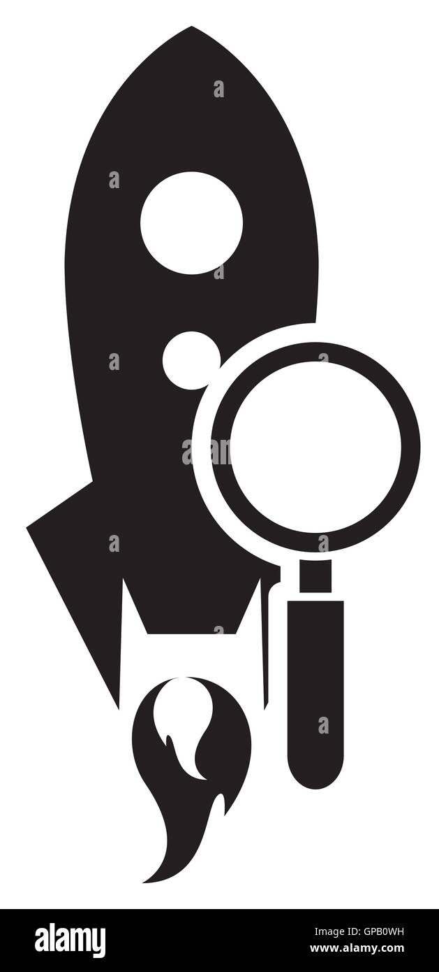 rocket and magnifying glass icon Stock Vector Image & Art - Alamy