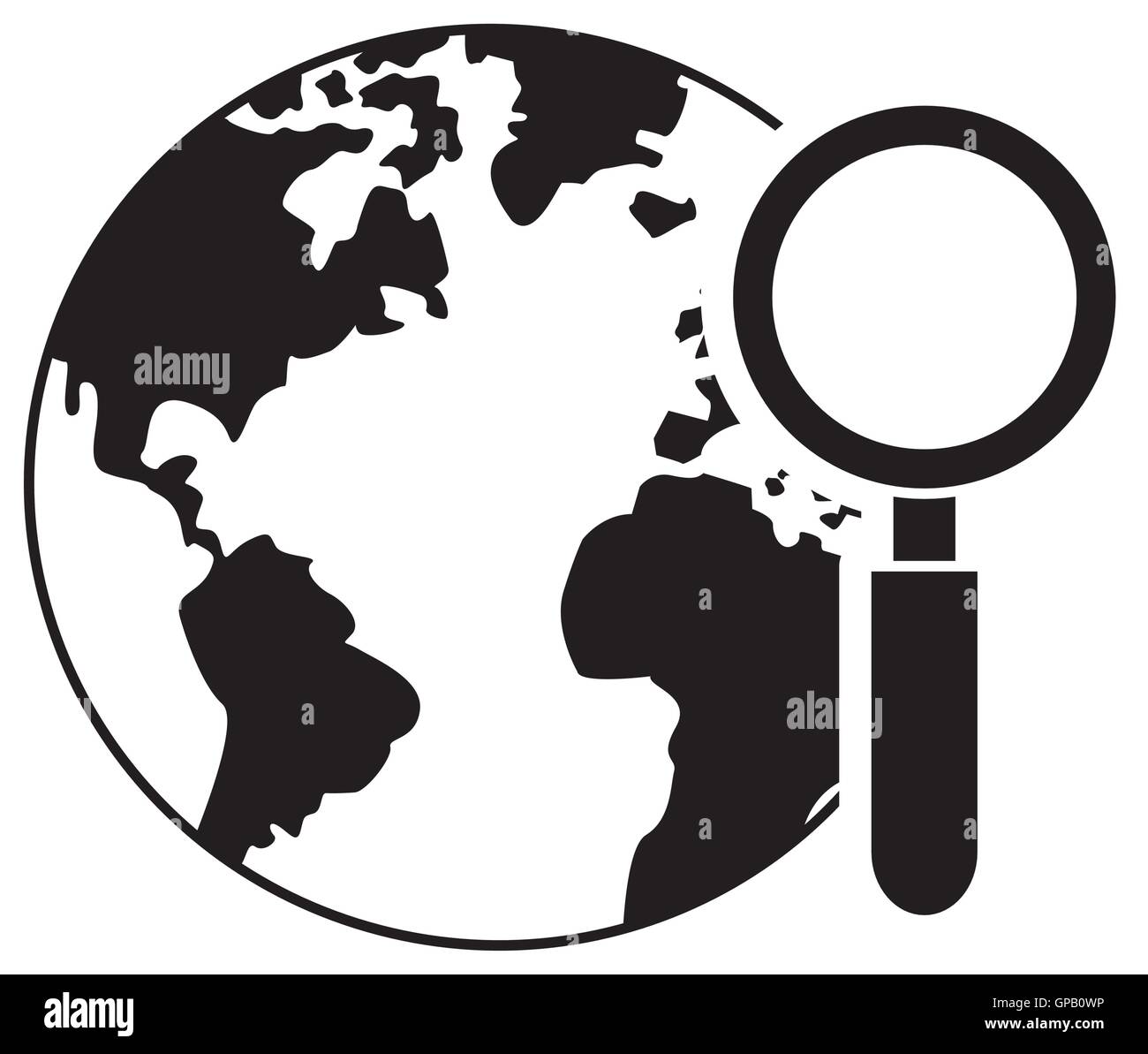 earth globe and magnifying glass icon Stock Vector Image & Art - Alamy