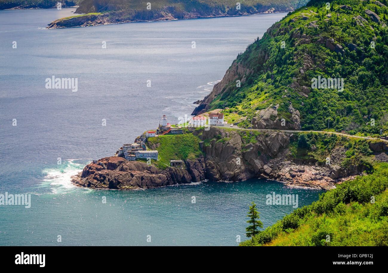 Sunny summer day over the coastline and cliffs of National Historic Site of Canada, Fort Amherst in St John's Newfoundland. Stock Photo