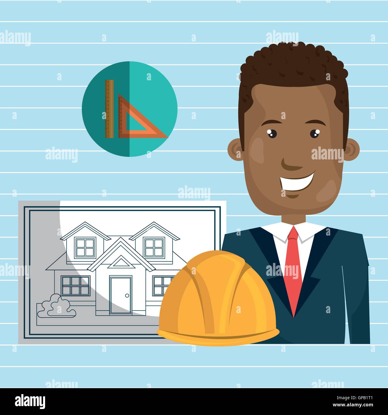 man architect tools Stock Vector