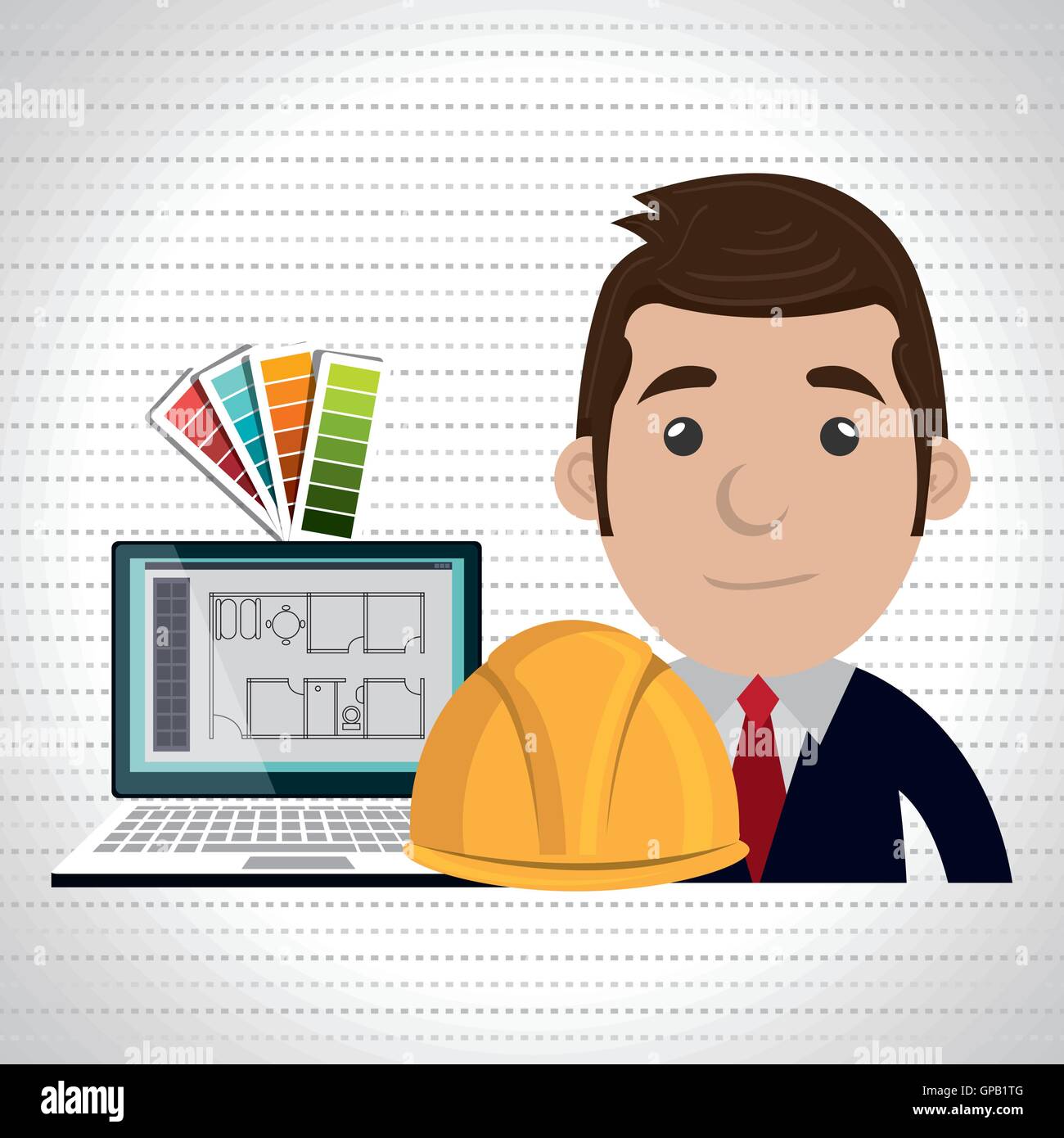 man architect laptop Stock Vector