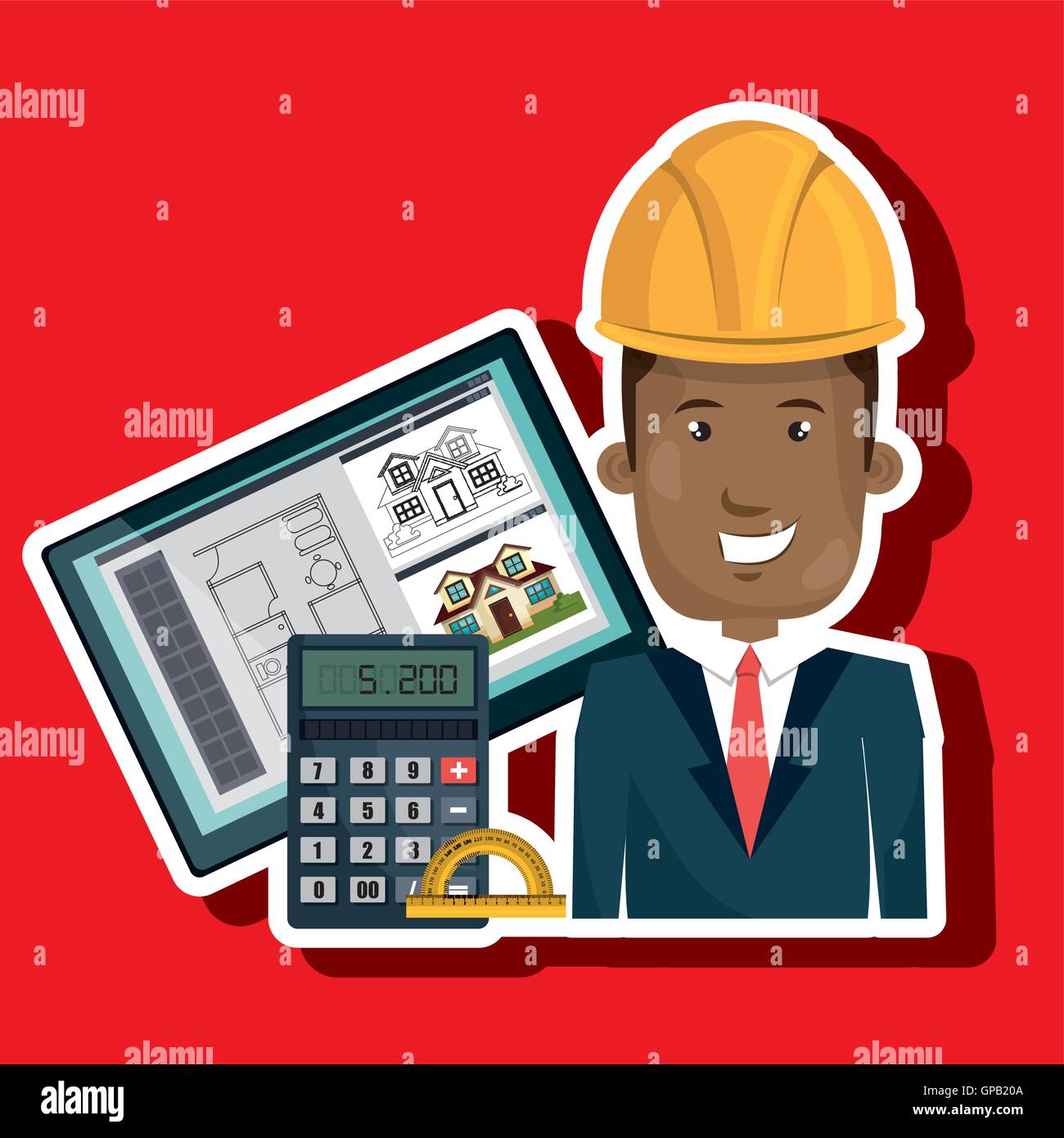 man architect protractor calculator Stock Vector Image & Art Alamy