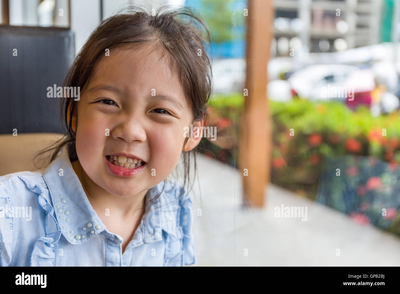 Happy Asian child or kid smiling portrait. Stock Photo