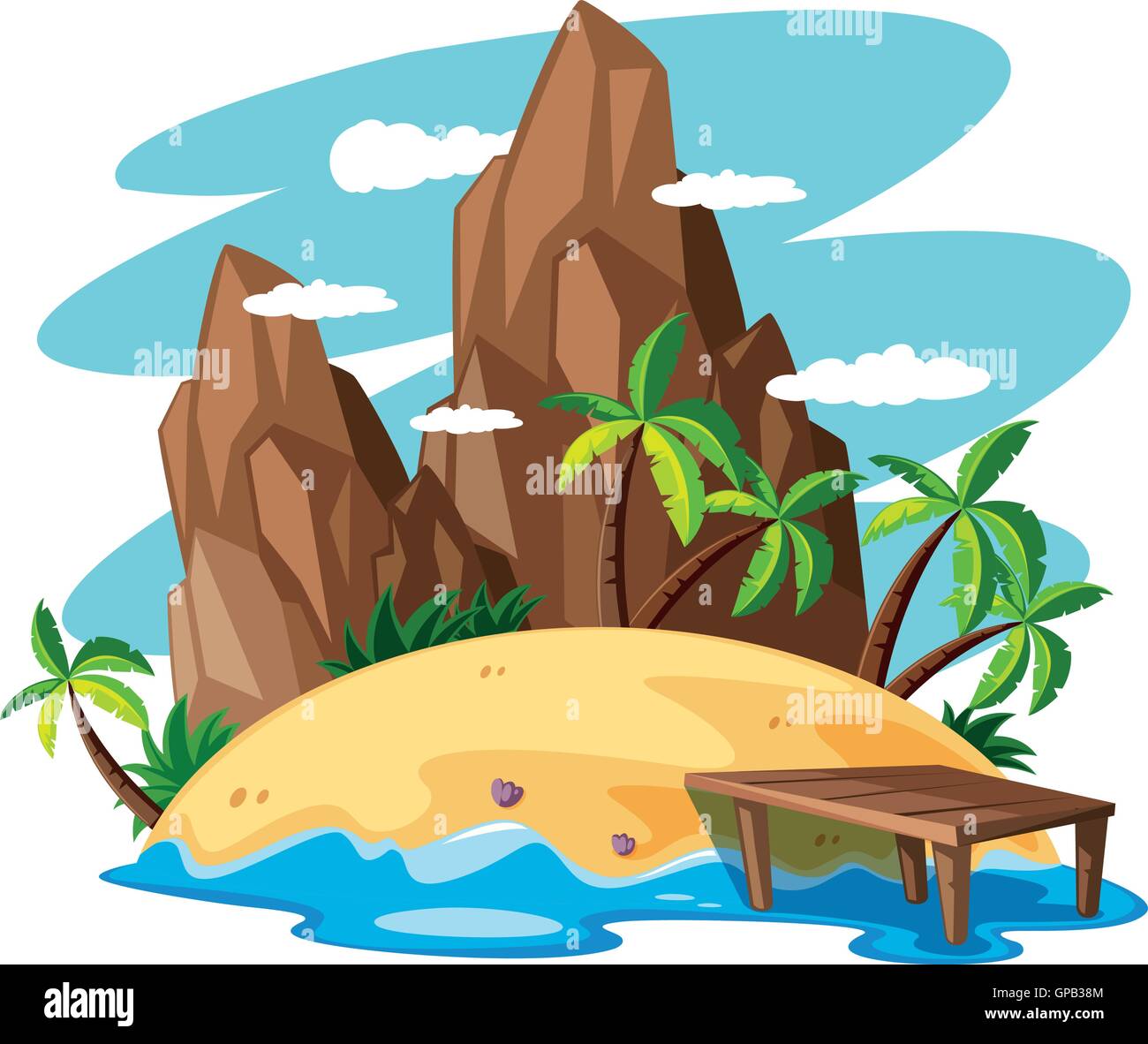 Scene with island in the sea illustration Stock Vector Image & Art - Alamy