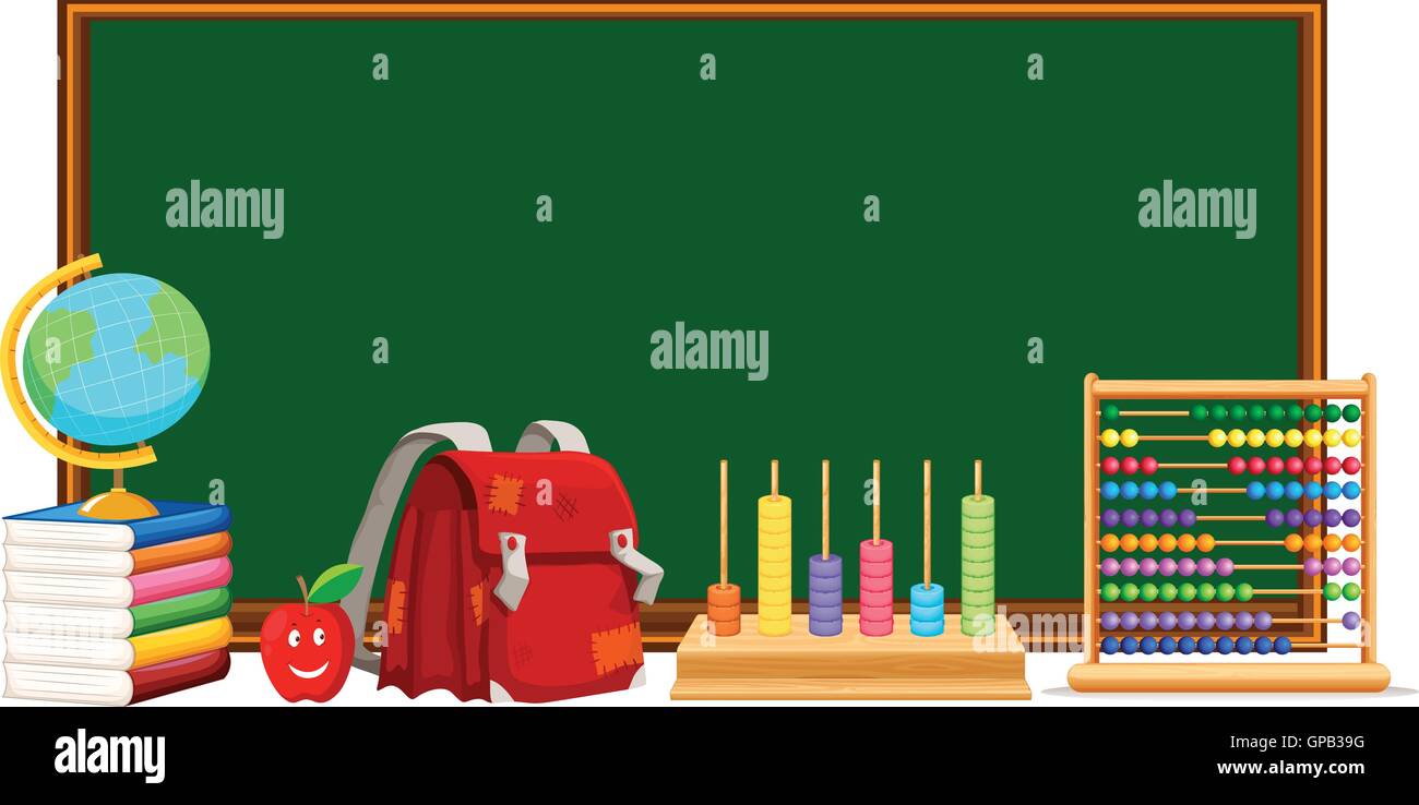 Blackboard and school materials illustration Stock Vector Image & Art