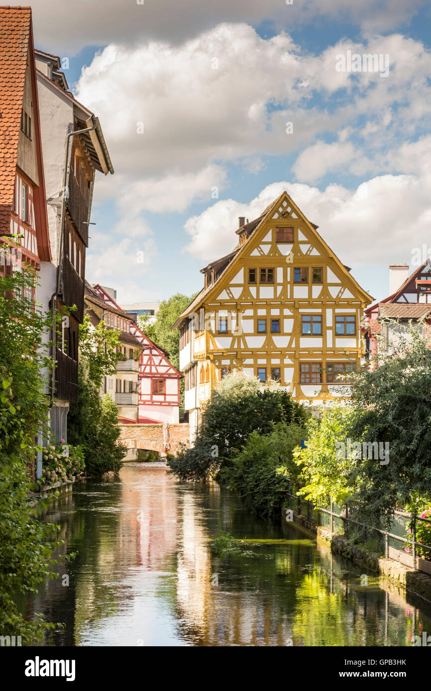The historic Fischerviertel (fishermen's quarter) in the historic old town of Ulm (Germany) Stock Photo