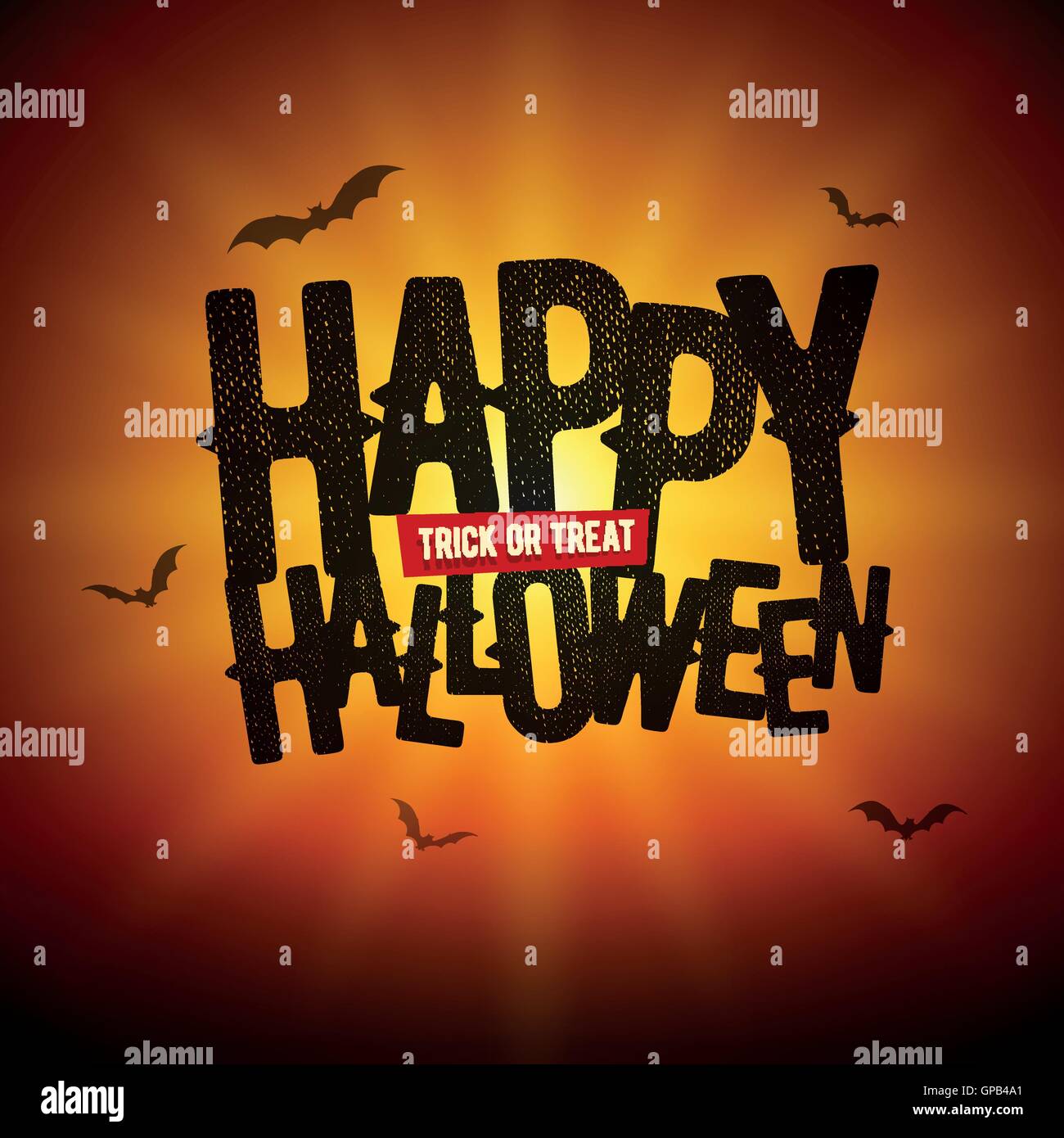 Vector Happy Halloween design with Trick or Treat text and bat ...