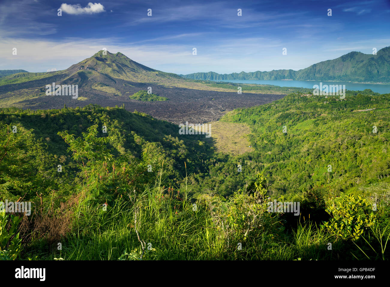 Monumental Kintamani Volcano of Bali, Indonesia Stock Photo