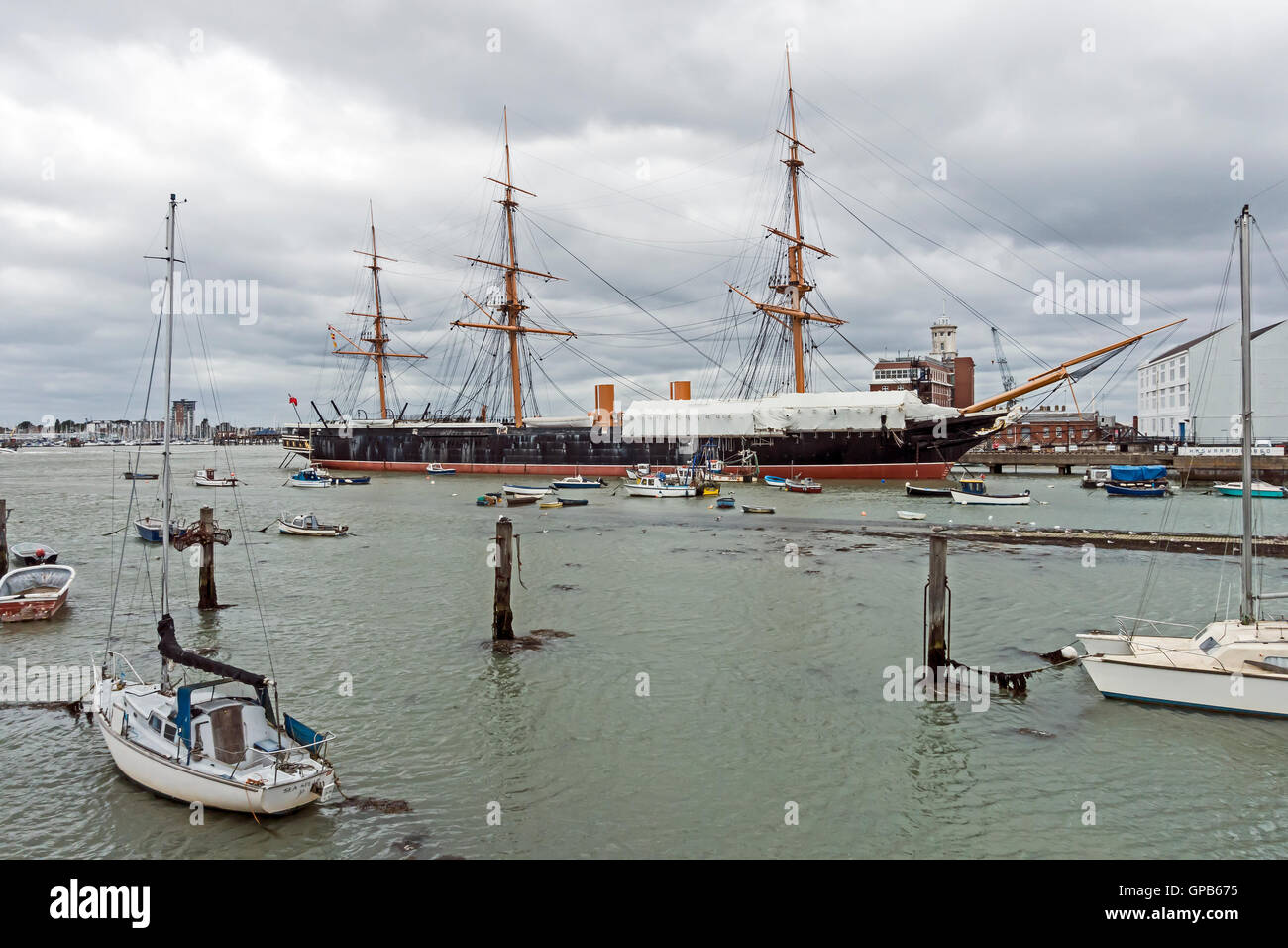 HMS Warrior moored at Portsmouth Historic Dockyard Portsmouth England Stock Photo